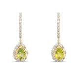 3.35 Carat Natural Diamond and Peridot Earrings – Fine Jewelry Design - Gold Stone Diamond
