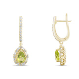 3.35 Carat Natural Diamond and Peridot Earrings – Fine Jewelry Design - Gold Stone Diamond