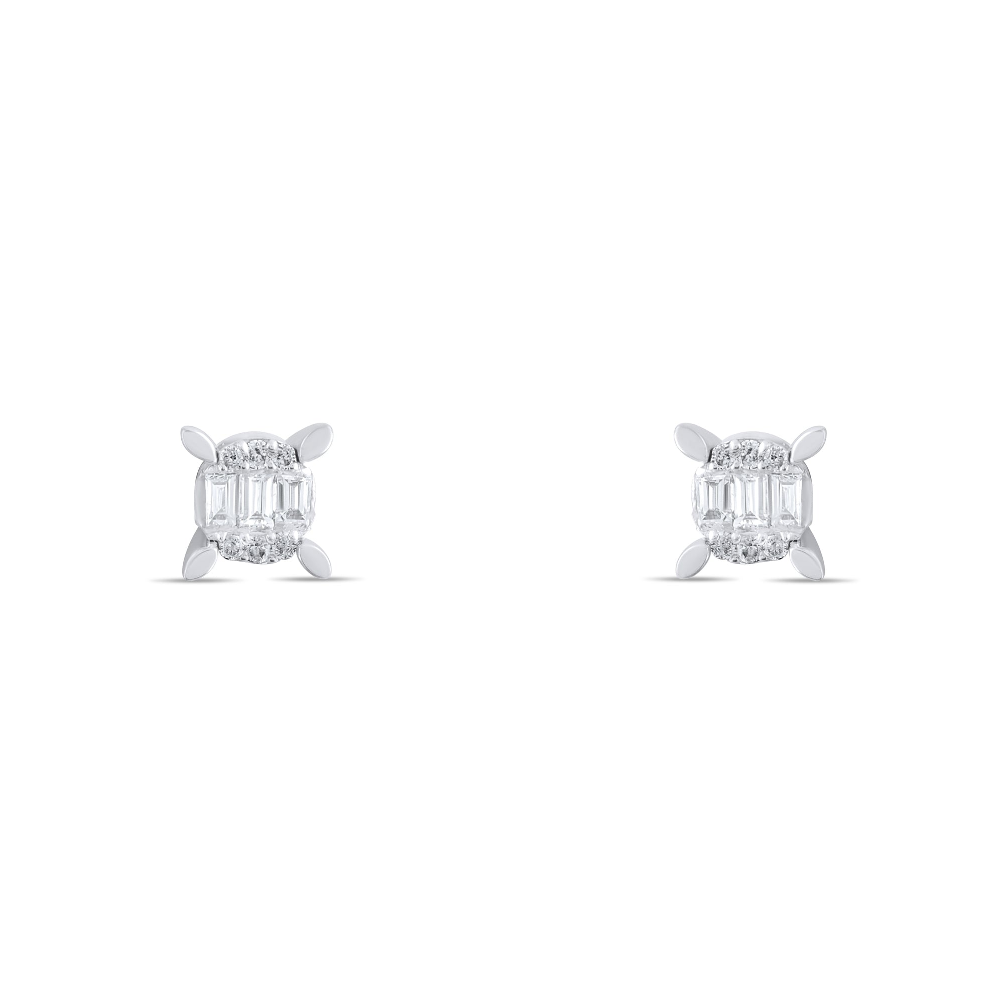0.16 Carat Baguette Diamond Earrings – Elegant Fine Jewelry Design - Gold Stone Diamond