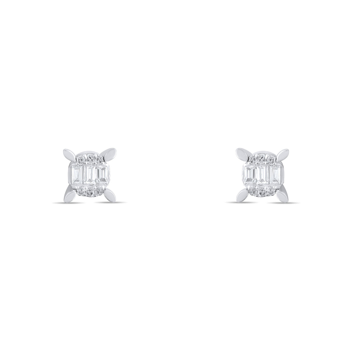 0.16 Carat Baguette Diamond Earrings – Elegant Fine Jewelry Design - Gold Stone Diamond
