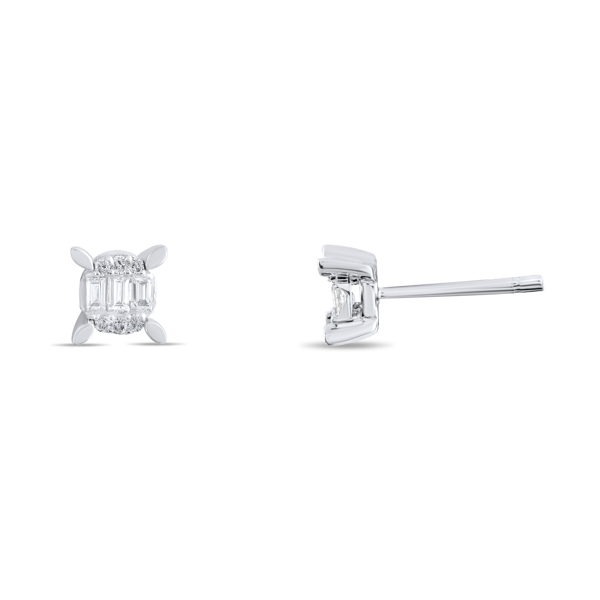 0.16 Carat Baguette Diamond Earrings – Elegant Fine Jewelry Design - Gold Stone Diamond