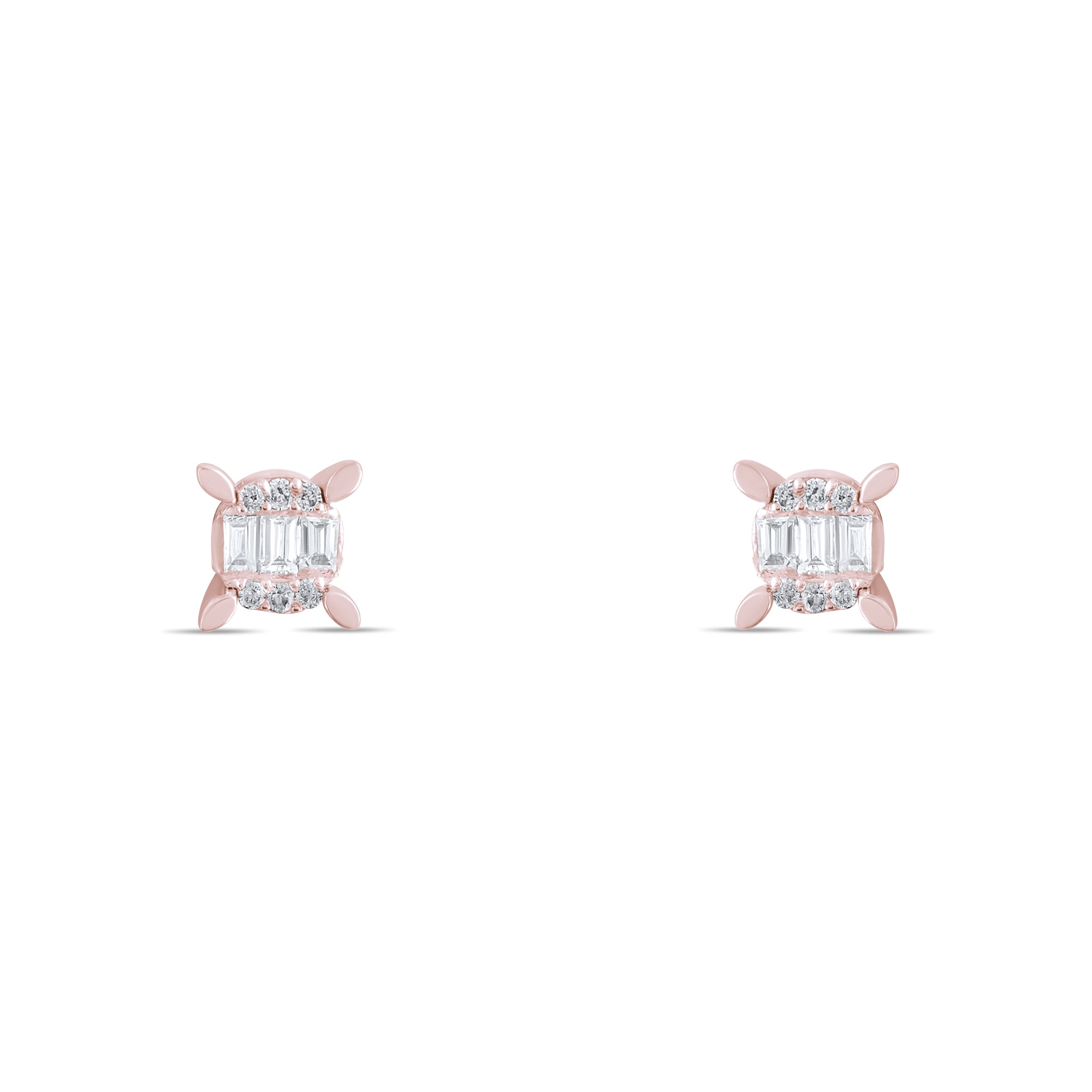 0.16 Carat Baguette Diamond Earrings – Elegant Fine Jewelry Design - Gold Stone Diamond