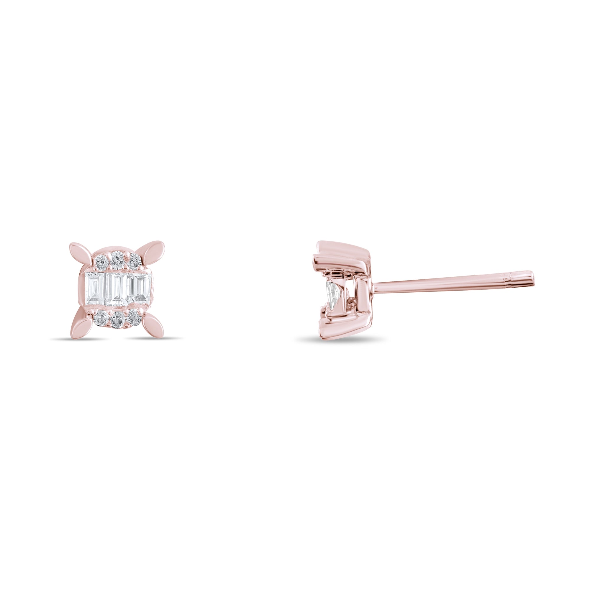 0.16 Carat Baguette Diamond Earrings – Elegant Fine Jewelry Design - Gold Stone Diamond