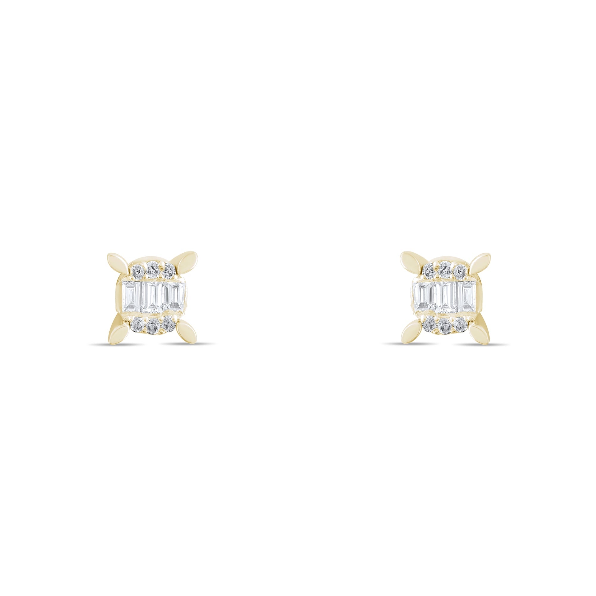 0.16 Carat Baguette Diamond Earrings – Elegant Fine Jewelry Design - Gold Stone Diamond