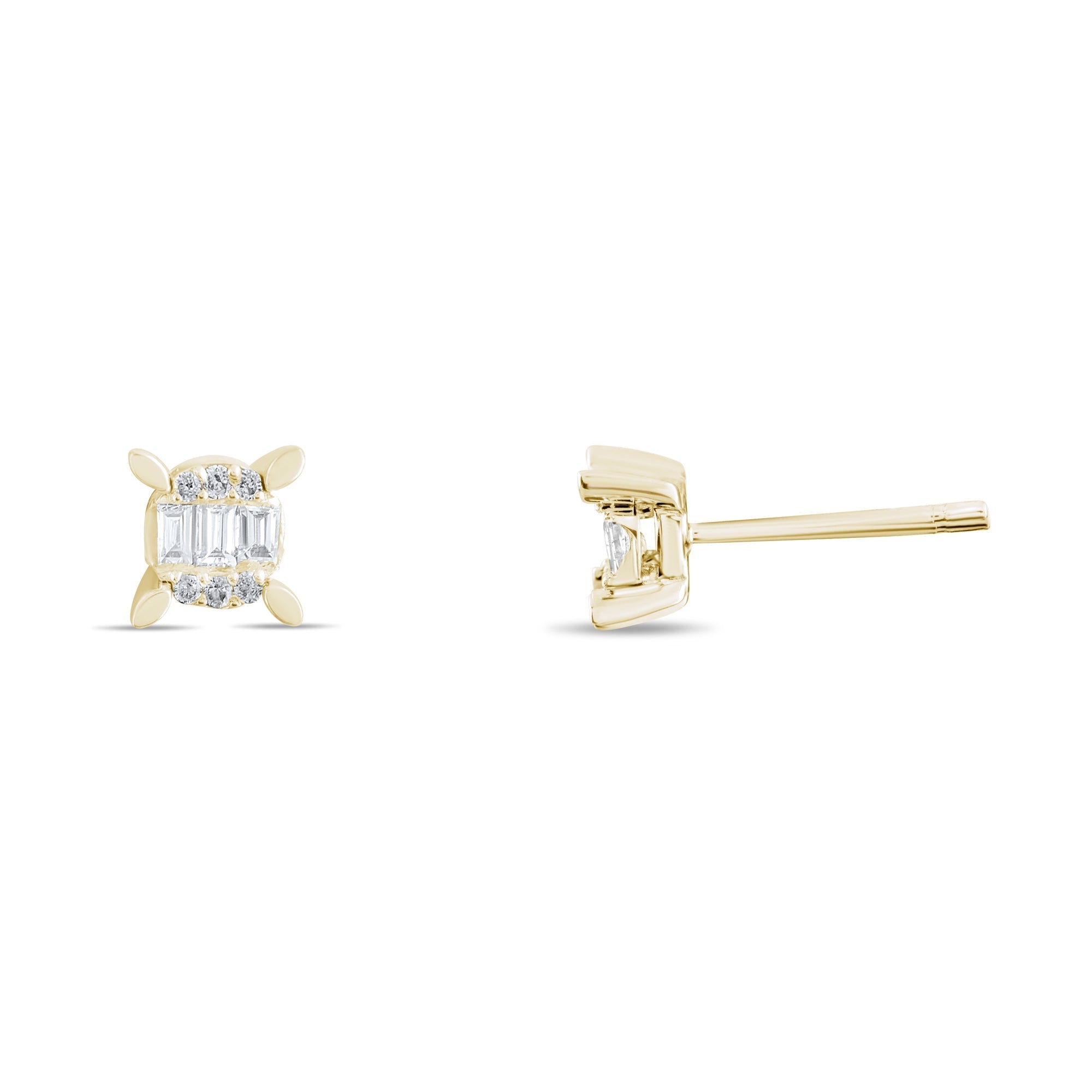 0.16 Carat Baguette Diamond Earrings – Elegant Fine Jewelry Design - Gold Stone Diamond