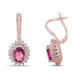 2.67 Carat Natural Diamond and Rhodolite Earrings – Fine Jewelry Design - Gold Stone Diamond