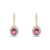 2.67 Carat Natural Diamond and Rhodolite Earrings – Fine Jewelry Design - Gold Stone Diamond