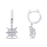 0.10 Carat Natural Diamond Snowflake Earrings – Fine Jewelry Design - Gold Stone Diamond