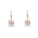 0.10 Carat Natural Diamond Snowflake Earrings – Fine Jewelry Design - Gold Stone Diamond