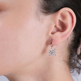 0.10 Carat Natural Diamond Snowflake Earrings – Fine Jewelry Design - Gold Stone Diamond