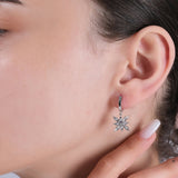 0.10 Carat Natural Diamond Snowflake Earrings – Fine Jewelry Design - Gold Stone Diamond