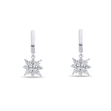 0.10 Carat Natural Diamond Snowflake Earrings – Fine Jewelry Design - Gold Stone Diamond