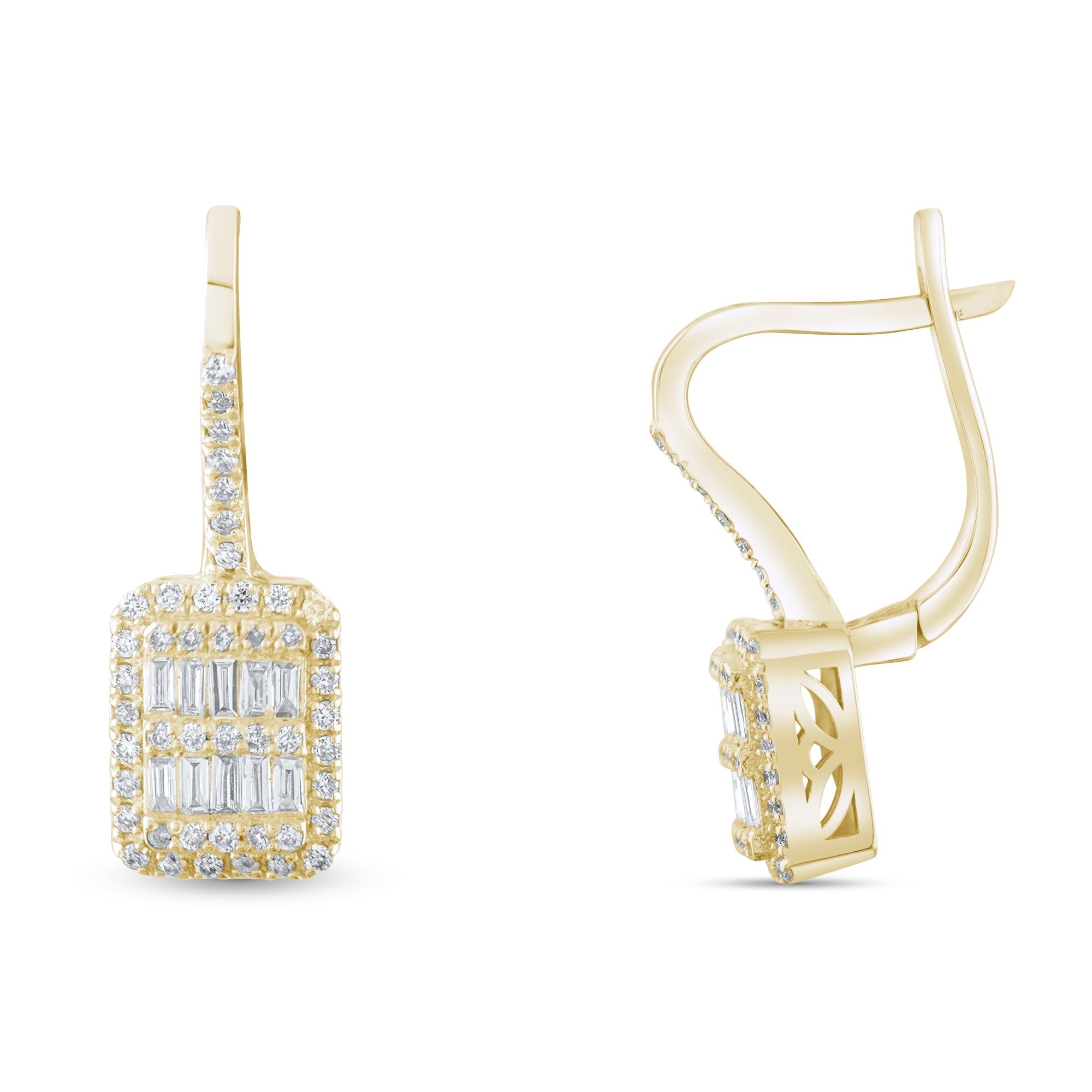 0.29 Carat Baguette Diamond Earrings – Elegant Fine Jewelry Design - Gold Stone Diamond