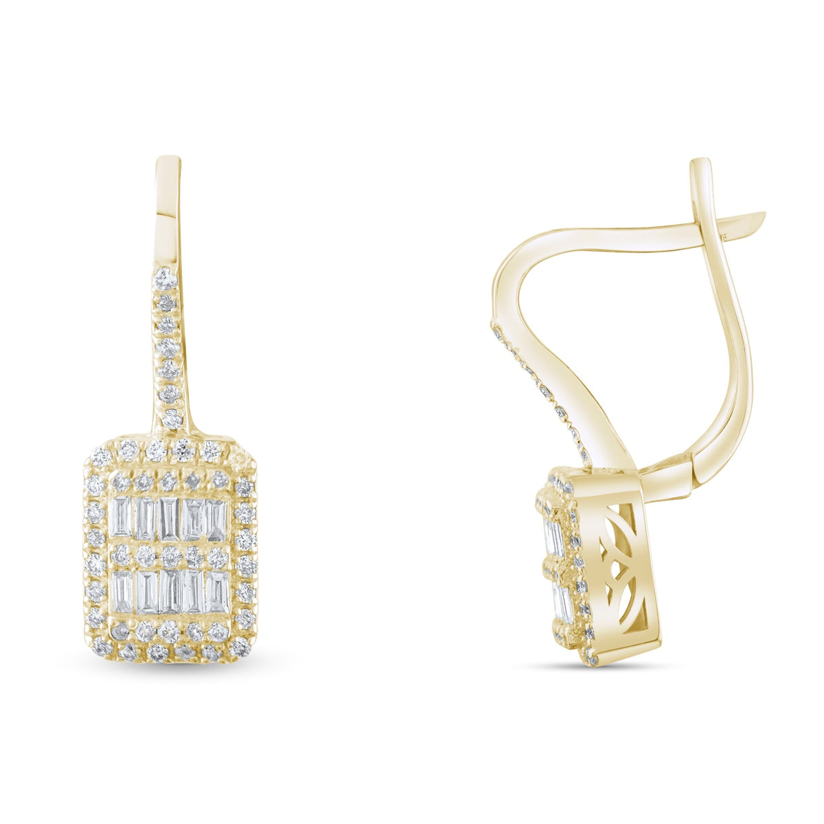 0.29 Carat Baguette Diamond Earrings – Elegant Fine Jewelry Design - Gold Stone Diamond