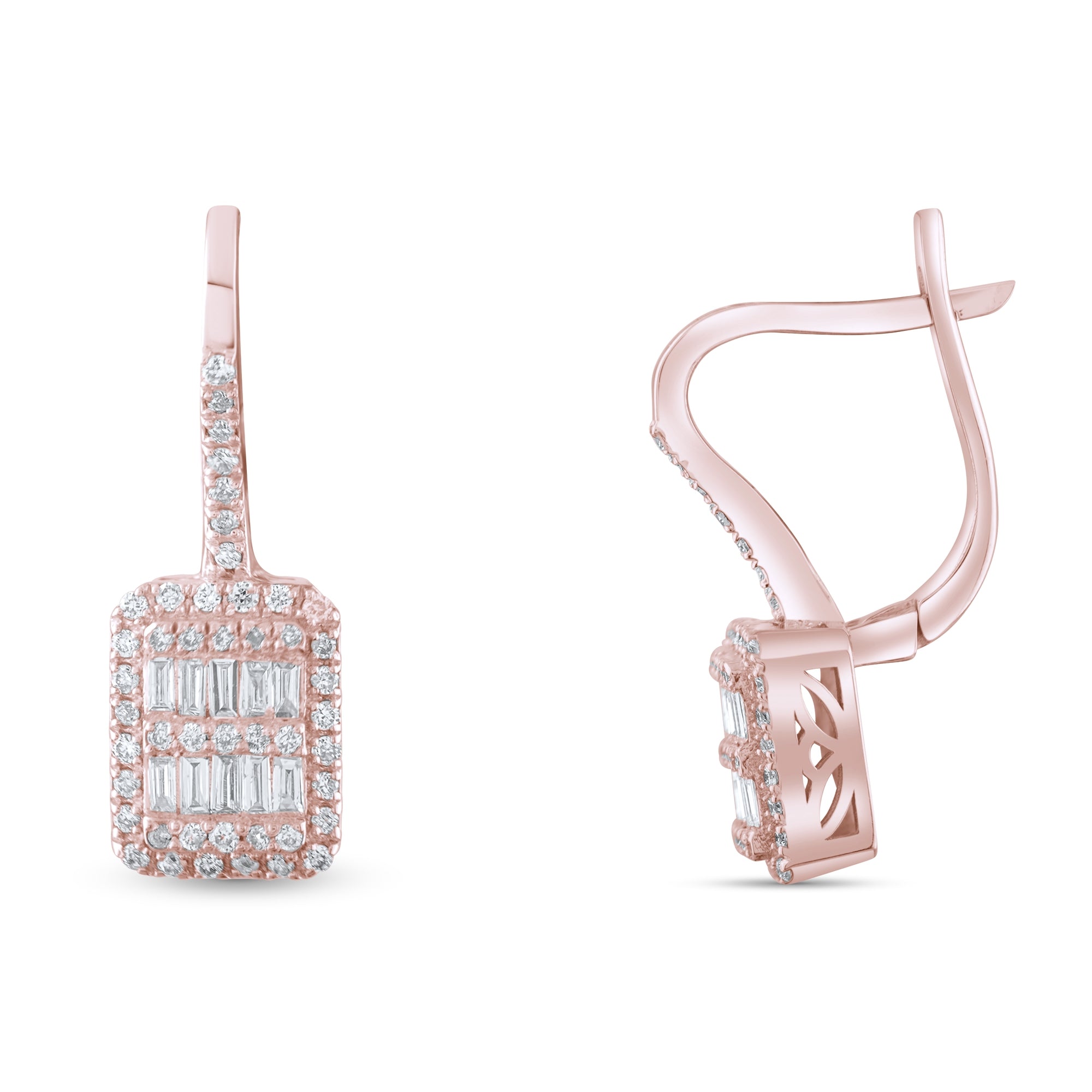 0.29 Carat Baguette Diamond Earrings – Elegant Fine Jewelry Design - Gold Stone Diamond