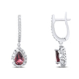 1.85 Carat Natural Diamond and Rhodolite Earrings – Fine Jewelry - Gold Stone Diamond