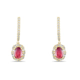 2.93 Carat Natural Diamond and Ruby Earrings – Fine Jewelry Design - Gold Stone Diamond