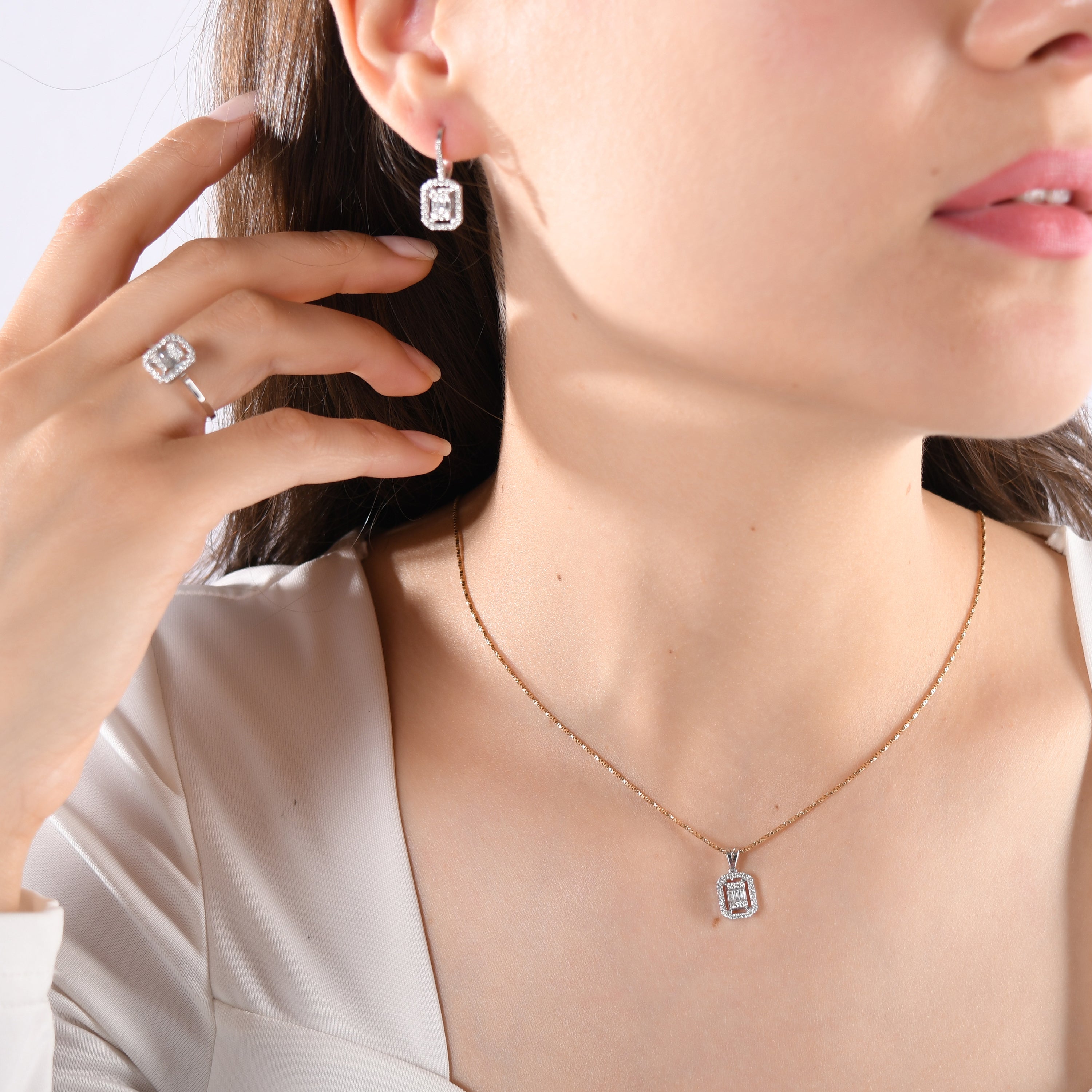 0.44 Carat Baguette Diamond Earrings – Elegant Fine Jewelry Design - Gold Stone Diamond