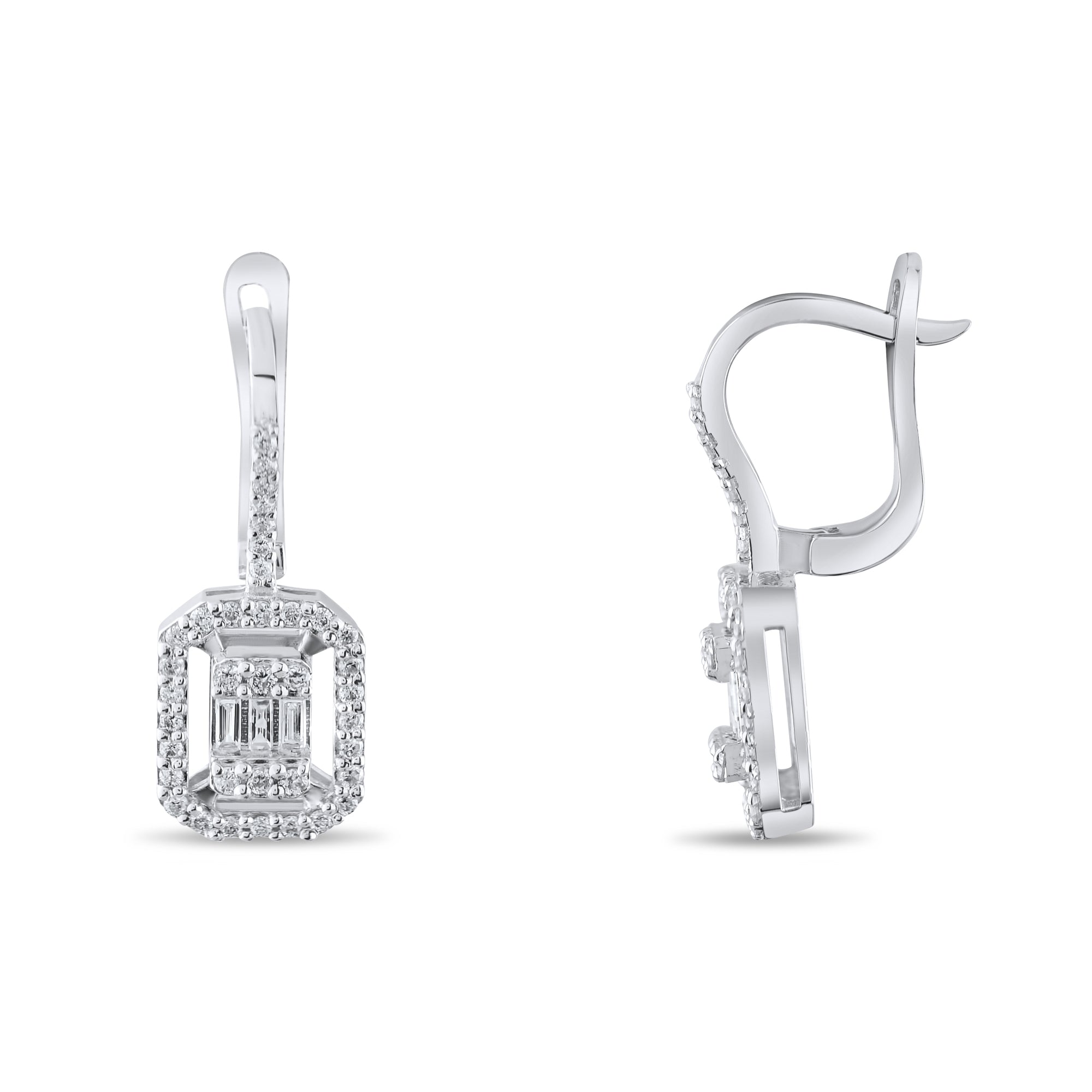 0.44 Carat Baguette Diamond Earrings – Elegant Fine Jewelry Design - Gold Stone Diamond