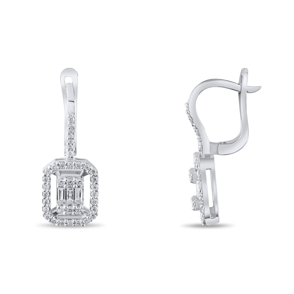 0.44 Carat Baguette Diamond Earrings – Elegant Fine Jewelry Design - Gold Stone Diamond