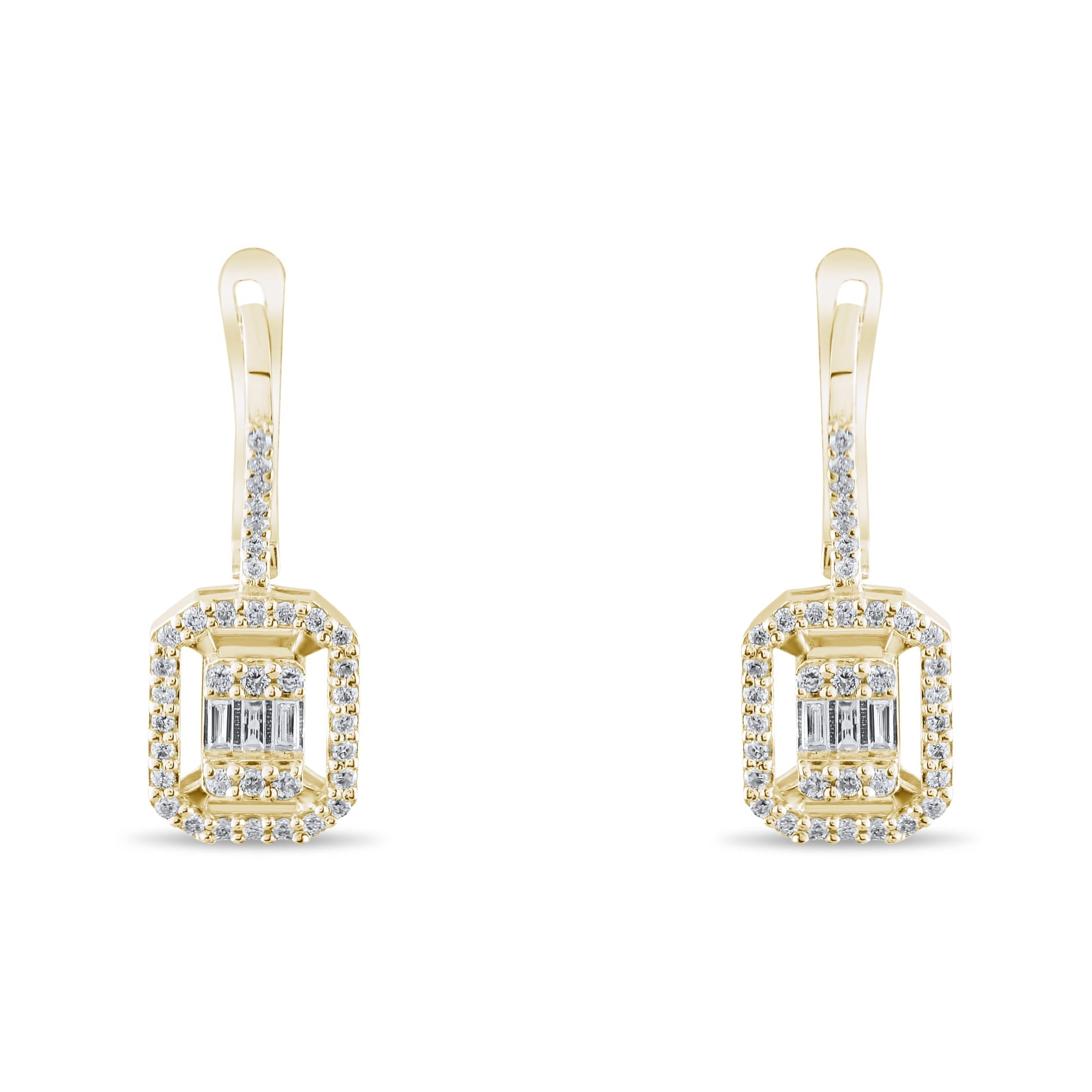 0.44 Carat Baguette Diamond Earrings – Elegant Fine Jewelry Design - Gold Stone Diamond