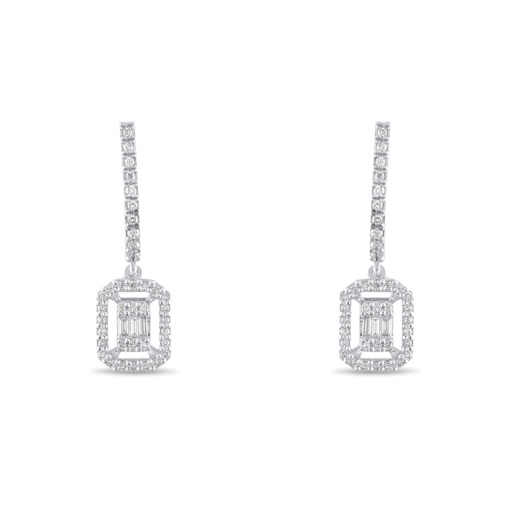 0.34 Carat Baguette Diamond Earrings – Elegant Fine Jewelry Design - Gold Stone Diamond