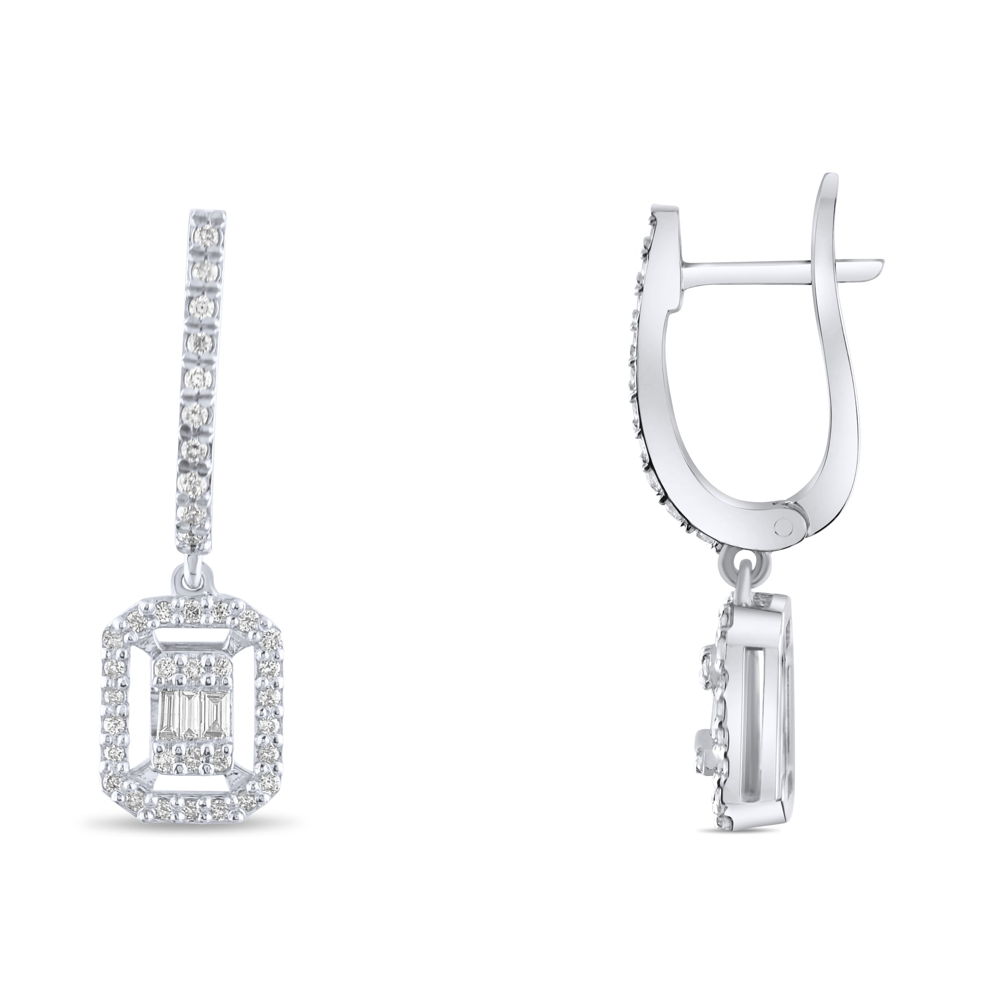 0.34 Carat Baguette Diamond Earrings – Elegant Fine Jewelry Design - Gold Stone Diamond