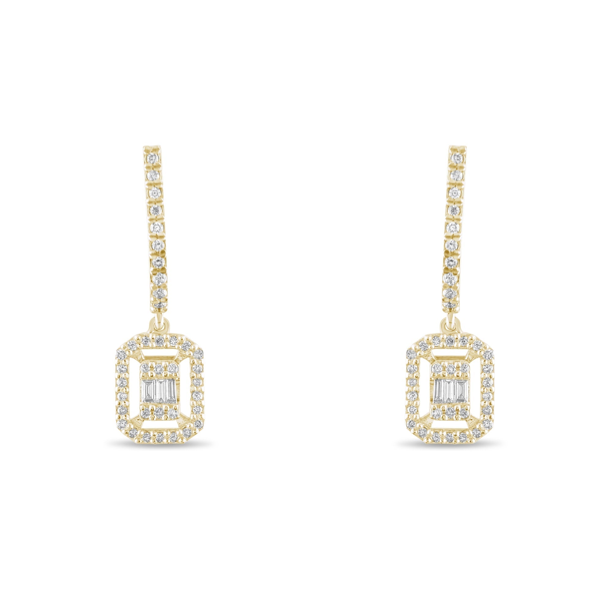 0.34 Carat Baguette Diamond Earrings – Elegant Fine Jewelry Design - Gold Stone Diamond