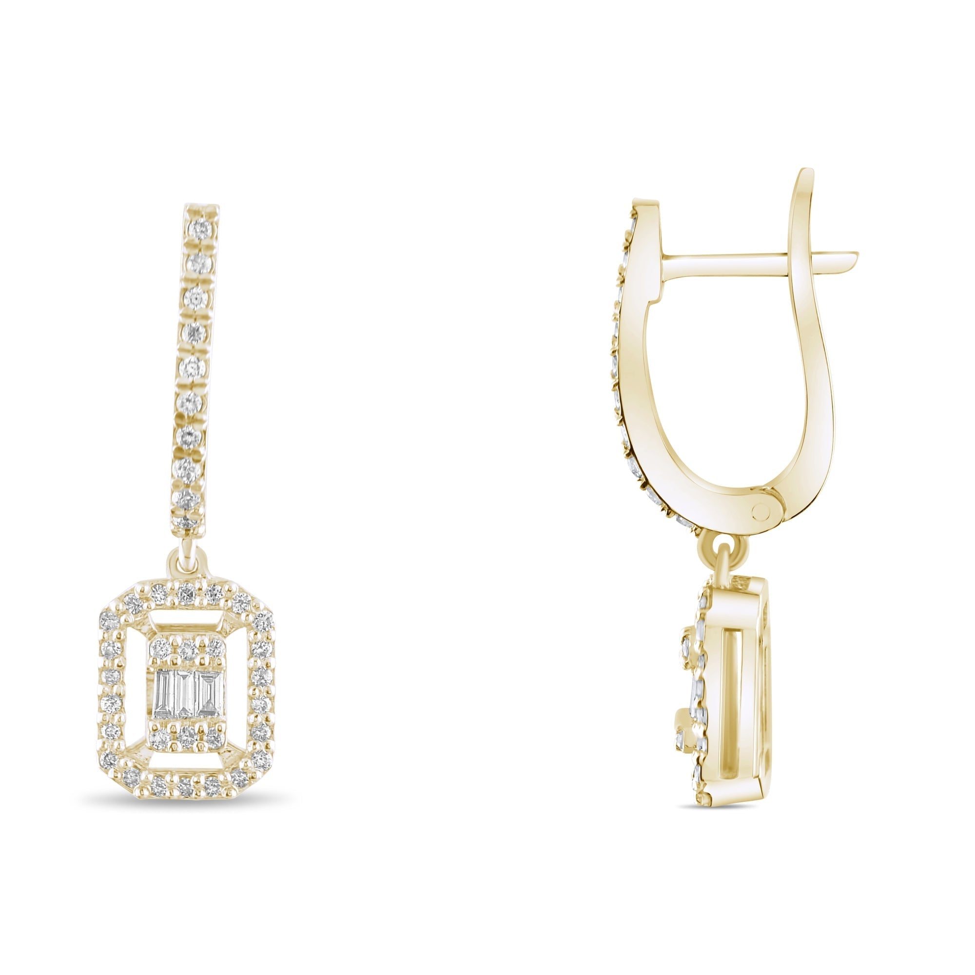 0.34 Carat Baguette Diamond Earrings – Elegant Fine Jewelry Design - Gold Stone Diamond