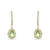 1.59 Carat Natural Diamond and Peridot Earrings – Fine Jewelry Design - Gold Stone Diamond