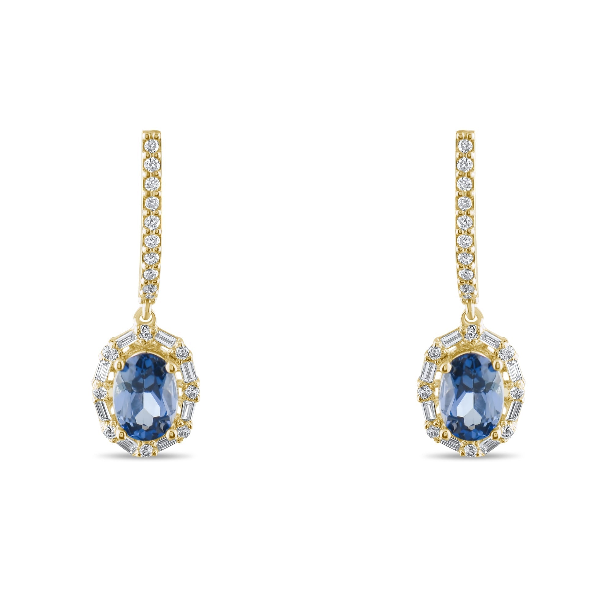 2.43 Carat Natural Diamond and Sapphire Earrings – Fine Jewelry Design - Gold Stone Diamond
