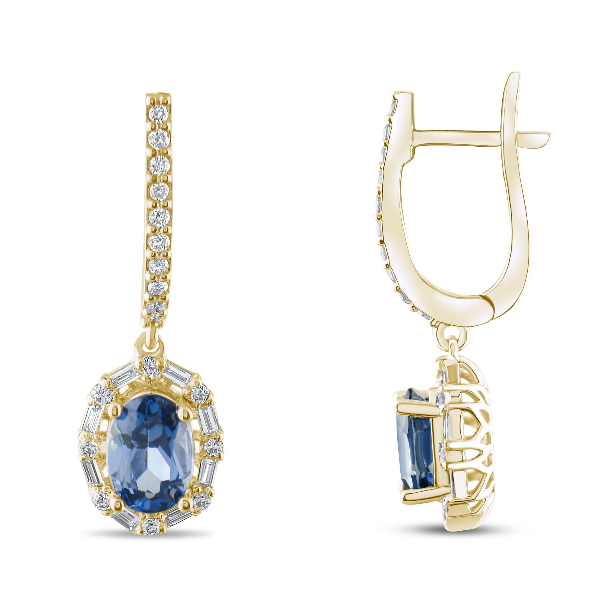 2.43 Carat Natural Diamond and Sapphire Earrings – Fine Jewelry Design - Gold Stone Diamond