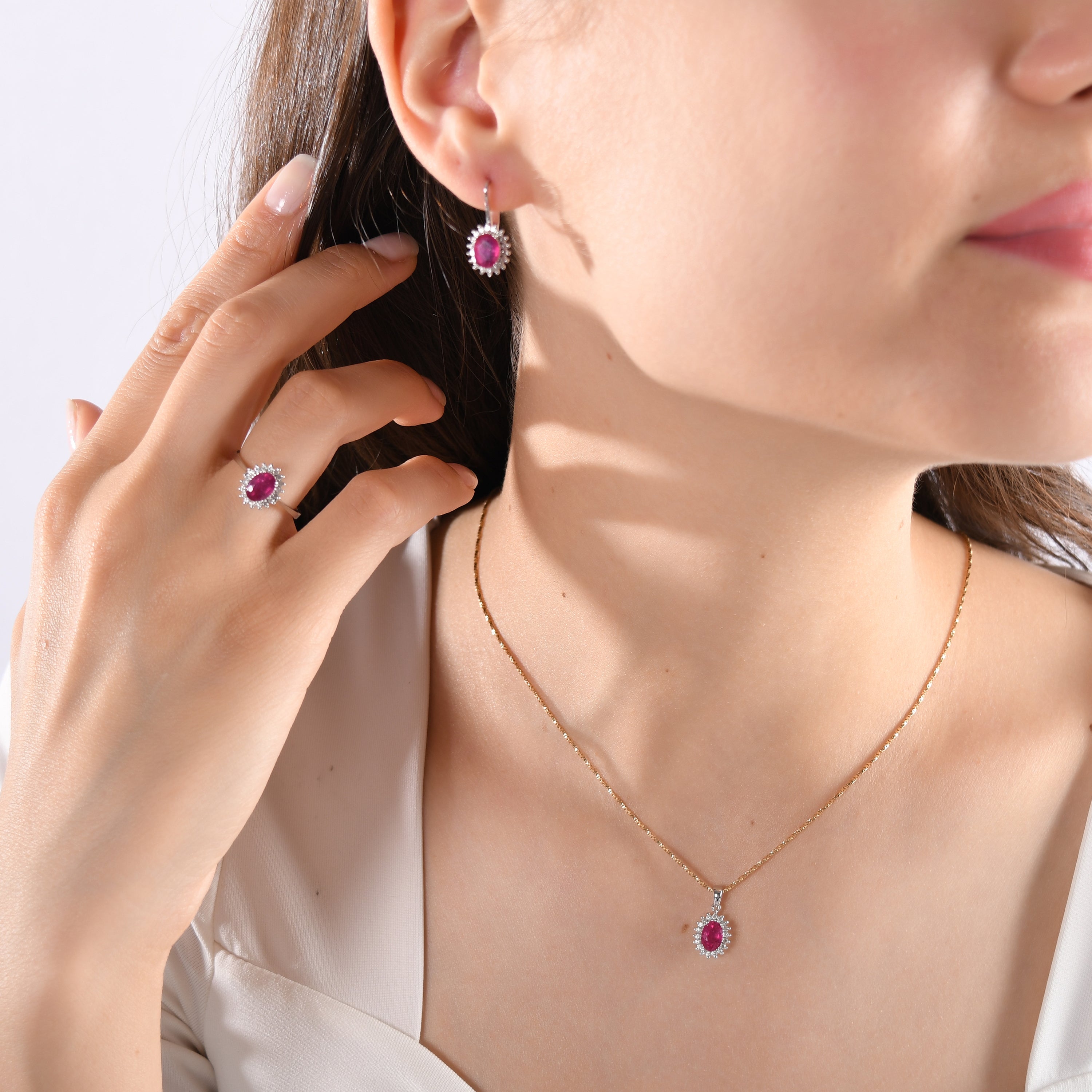 2.02 Carat Natural Diamond and Ruby Earrings – Fine Jewelry Design - Gold Stone Diamond