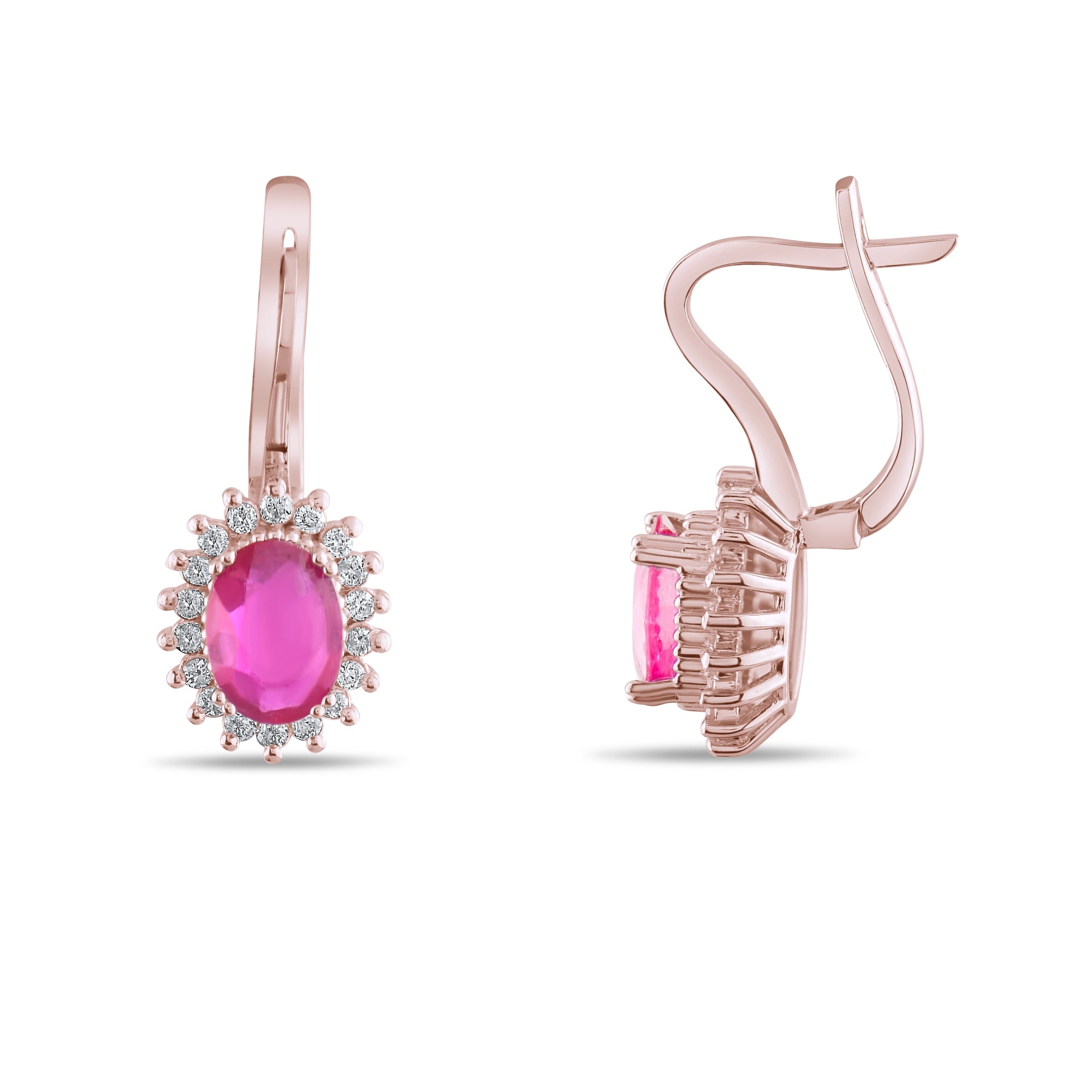 2.02 Carat Natural Diamond and Ruby Earrings – Fine Jewelry Design - Gold Stone Diamond