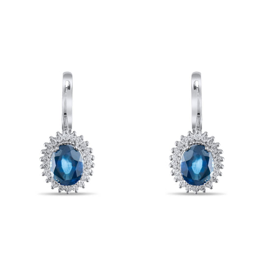 5.17 Carat Natural Diamond and Sapphire Earrings – Fine Jewelry Design - Gold Stone Diamond
