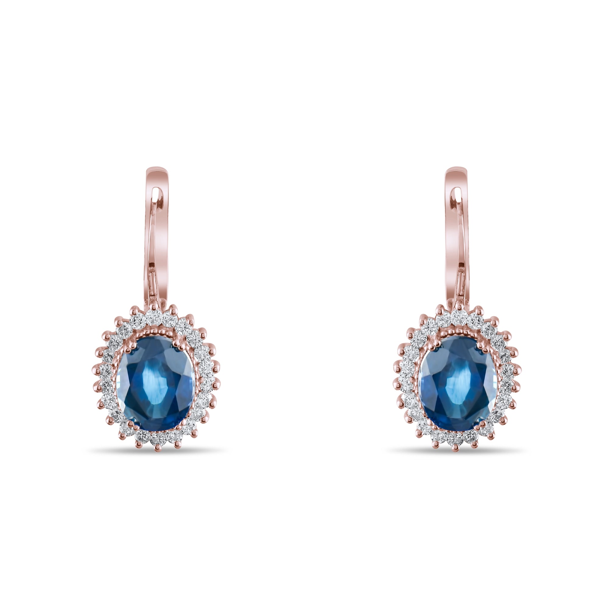 5.17 Carat Natural Diamond and Sapphire Earrings – Fine Jewelry Design - Gold Stone Diamond