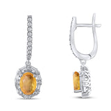 2.09 Carat Natural Diamond and Yellow Sapphire Earrings – Fine Jewelry Design - Gold Stone Diamond