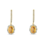 2.09 Carat Natural Diamond and Yellow Sapphire Earrings – Fine Jewelry Design - Gold Stone Diamond