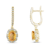 2.09 Carat Natural Diamond and Yellow Sapphire Earrings – Fine Jewelry Design - Gold Stone Diamond