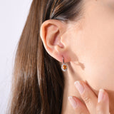 1.38 Carat Natural Diamond and Yellow Sapphire Earrings – Fine Jewelry Design - Gold Stone Diamond