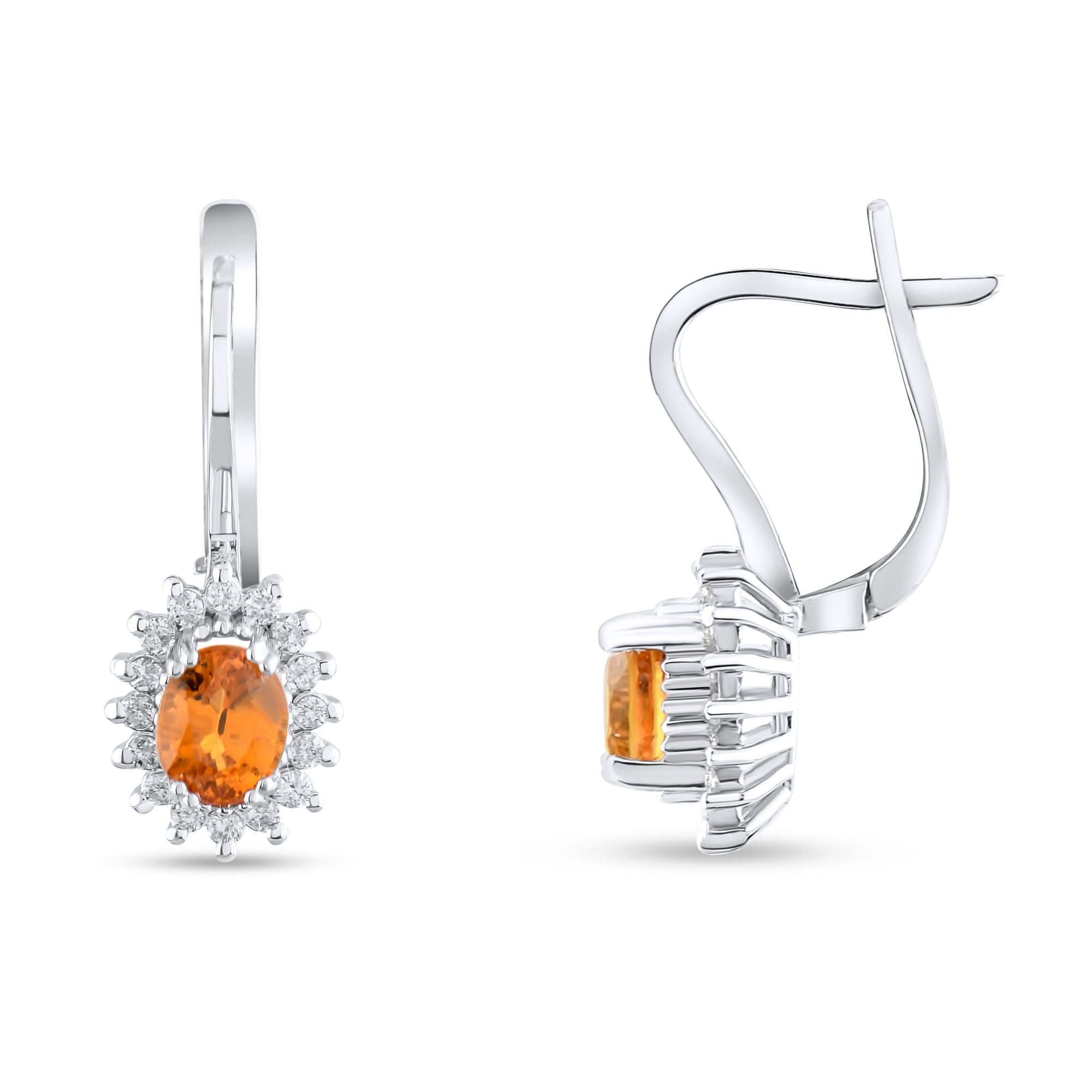 1.38 Carat Natural Diamond and Yellow Sapphire Earrings – Fine Jewelry Design - Gold Stone Diamond