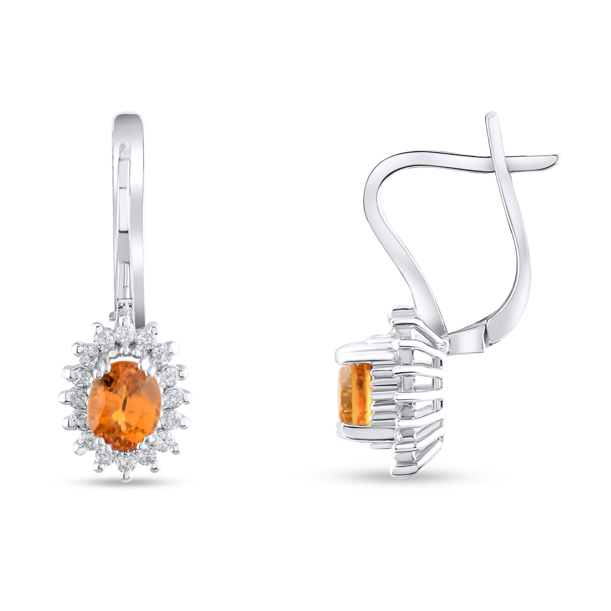 1.38 Carat Natural Diamond and Yellow Sapphire Earrings – Fine Jewelry Design - Gold Stone Diamond