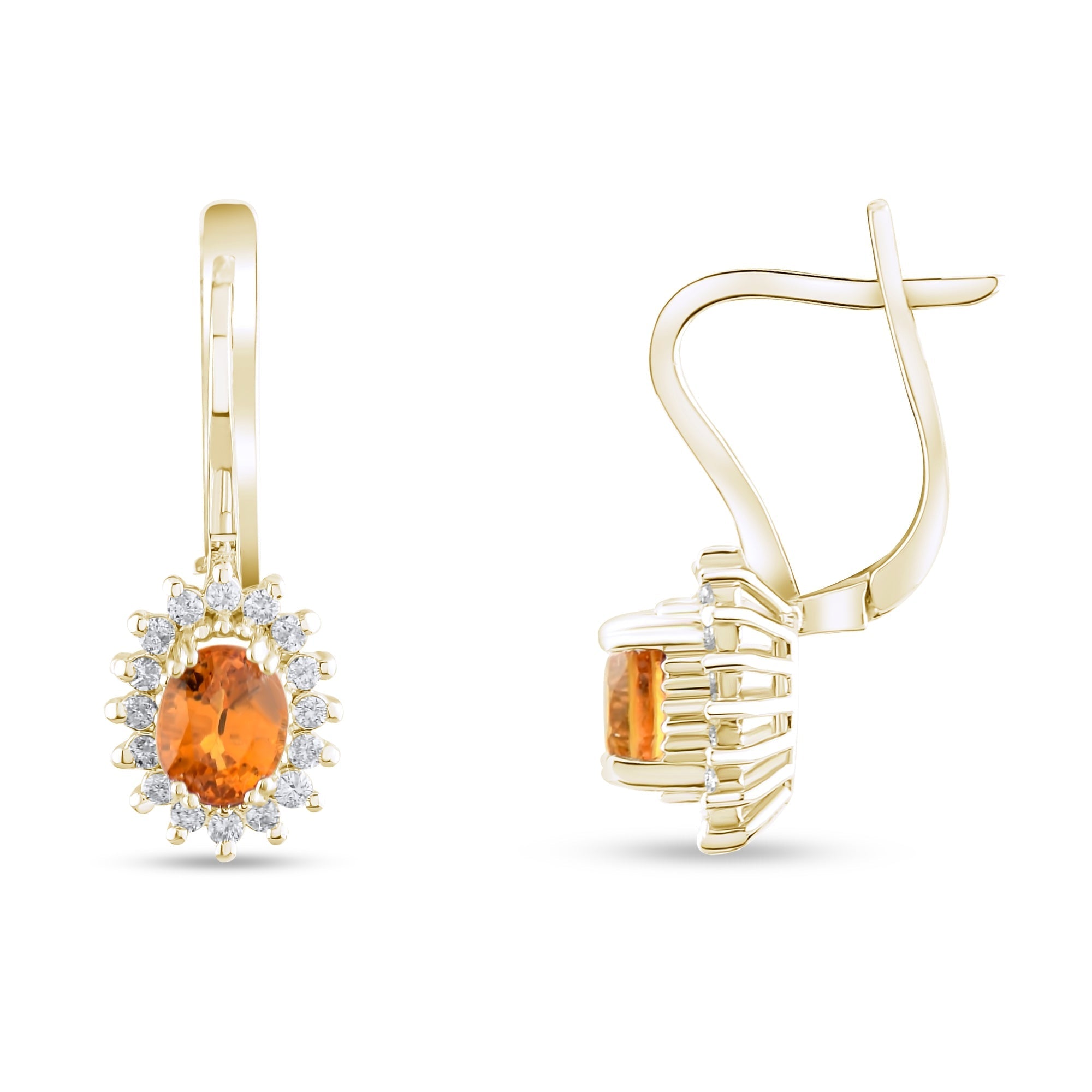 1.38 Carat Natural Diamond and Yellow Sapphire Earrings – Fine Jewelry Design - Gold Stone Diamond