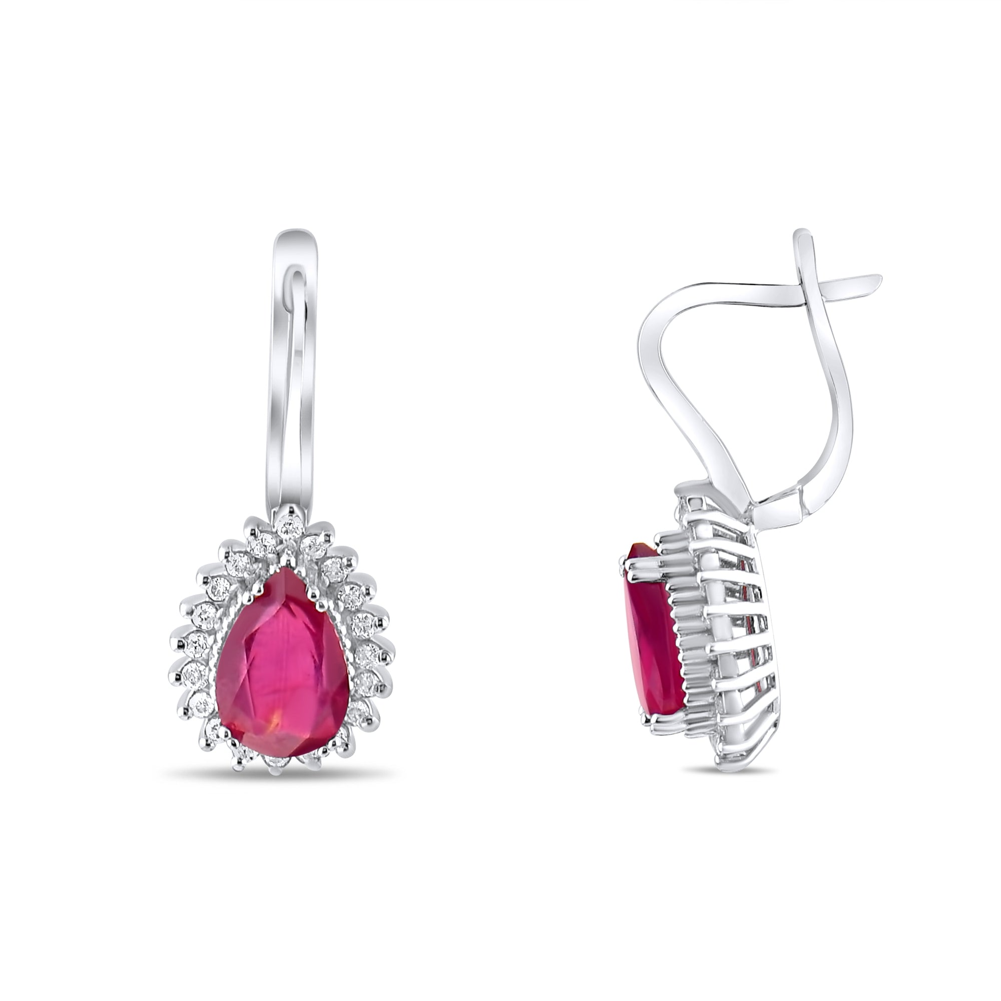 3.82 Carat Natural Diamond and Ruby Earrings – Fine Jewelry Design - Gold Stone Diamond