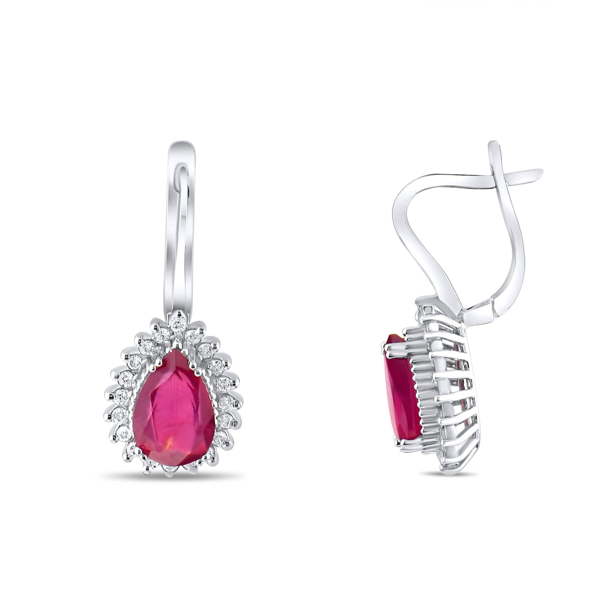 3.82 Carat Natural Diamond and Ruby Earrings – Fine Jewelry Design - Gold Stone Diamond