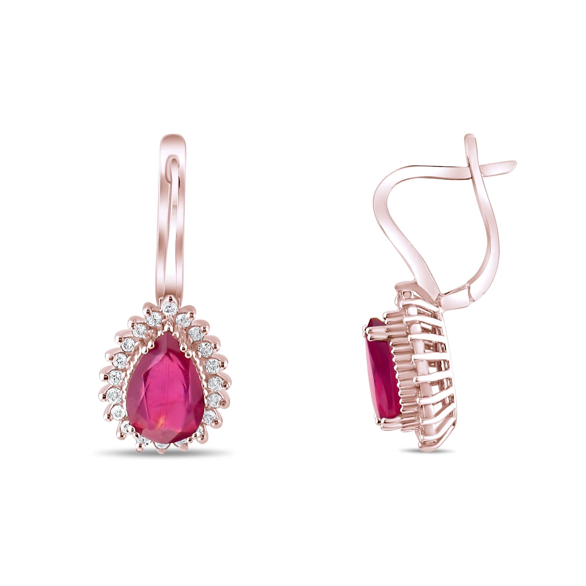 3.82 Carat Natural Diamond and Ruby Earrings – Fine Jewelry Design - Gold Stone Diamond