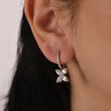 0.58 Carat Baguette Diamond Floral Earrings – Fine Jewelry Design - Gold Stone Diamond