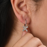 0.58 Carat Baguette Diamond Floral Earrings – Fine Jewelry Design - Gold Stone Diamond