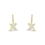 0.58 Carat Baguette Diamond Floral Earrings – Fine Jewelry Design - Gold Stone Diamond