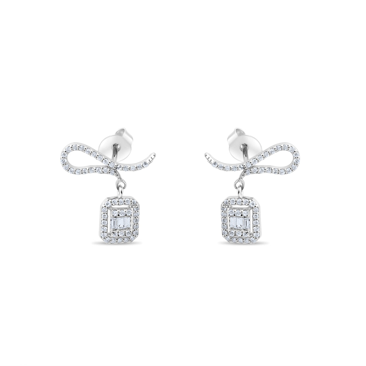 0.14 Carat Baguette Diamond Earrings – Elegant Fine Jewelry Design - Gold Stone Diamond